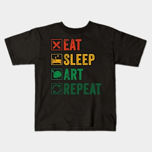 Eat Sleep Art Repeat Funny Artist Kids T-Shirt